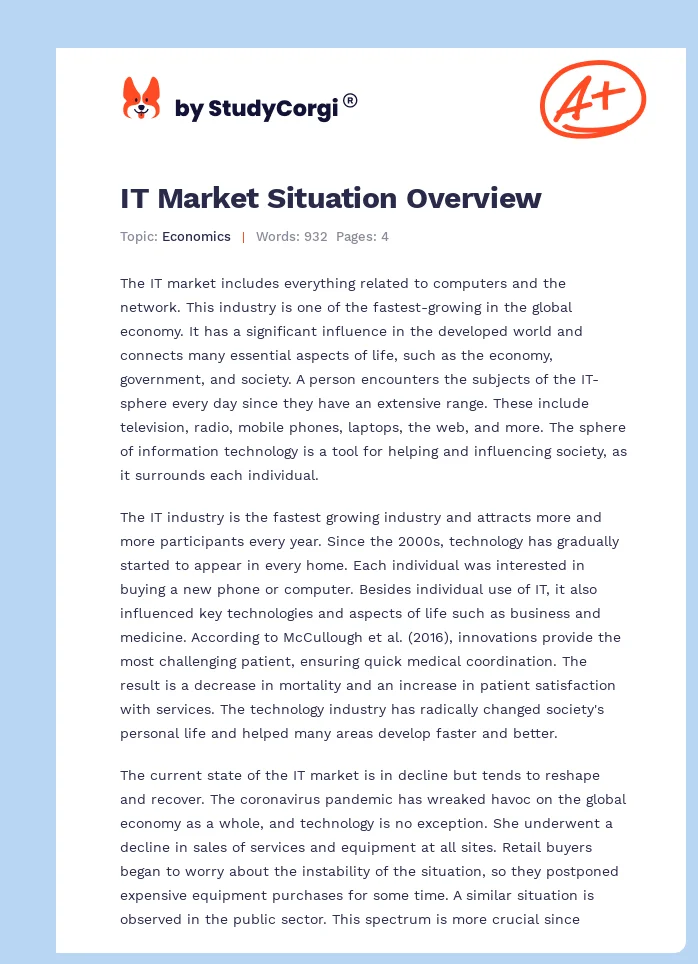 IT Market Situation Overview. Page 1