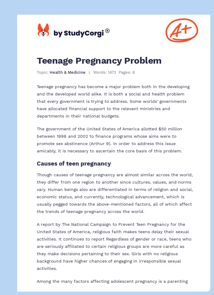 Teenage Pregnancy Problem. Page 1