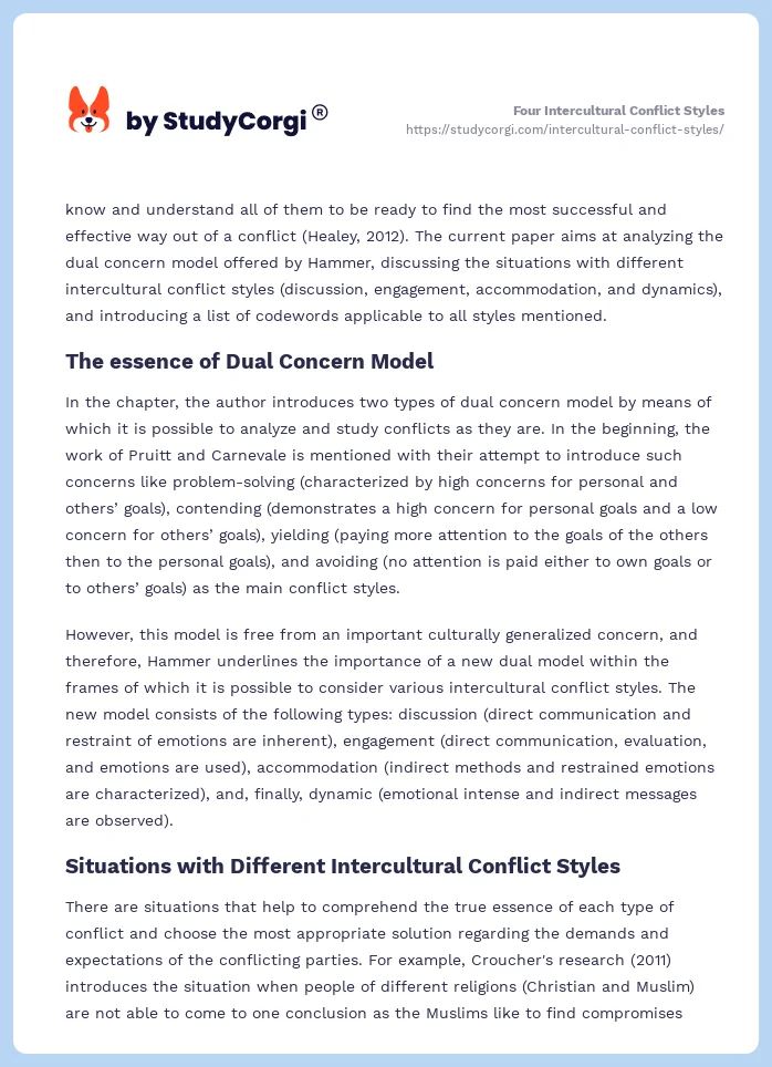 Four Intercultural Conflict Styles. Page 2