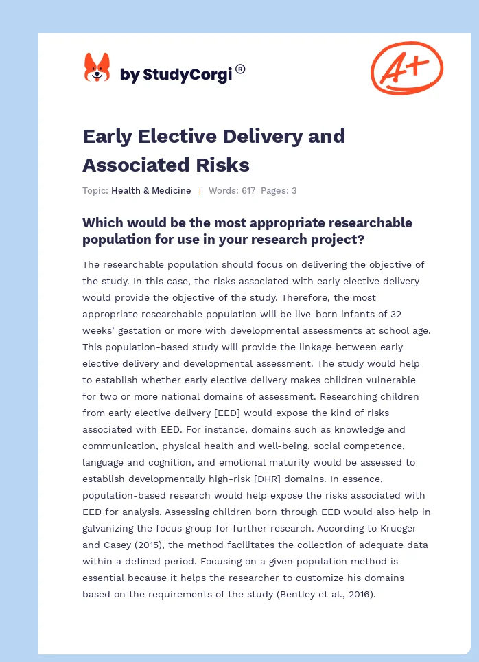 Early Elective Delivery and Associated Risks. Page 1
