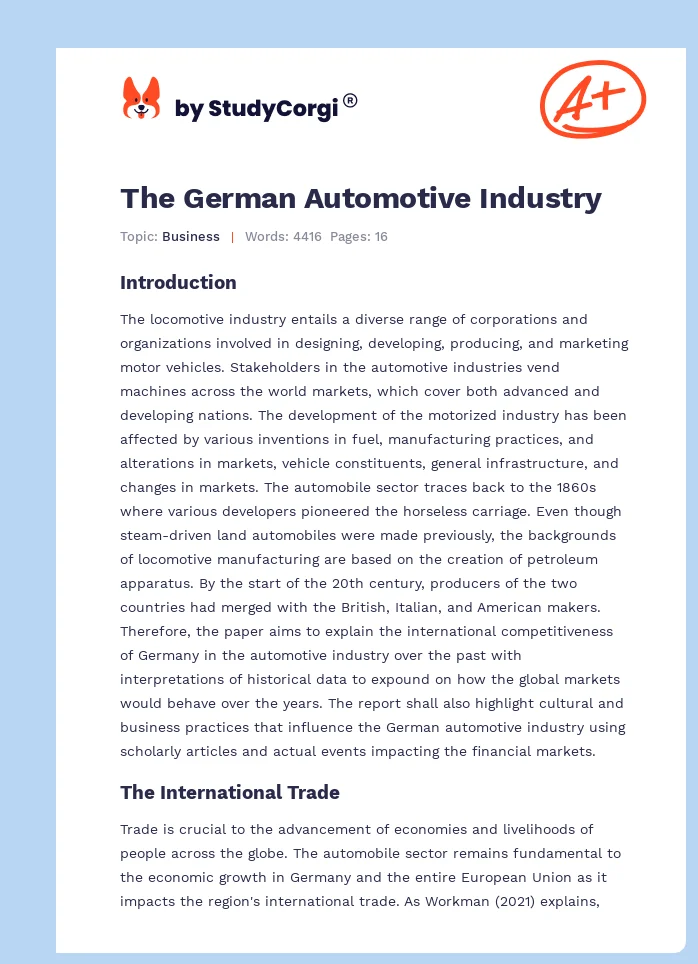 The German Automotive Industry. Page 1
