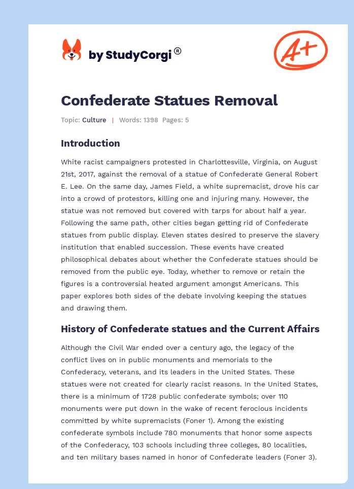 Confederate Statues Removal. Page 1