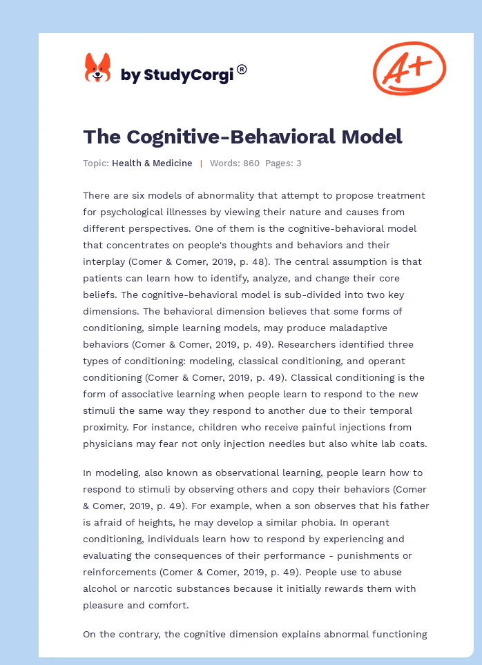 The Cognitive-Behavioral Model. Page 1