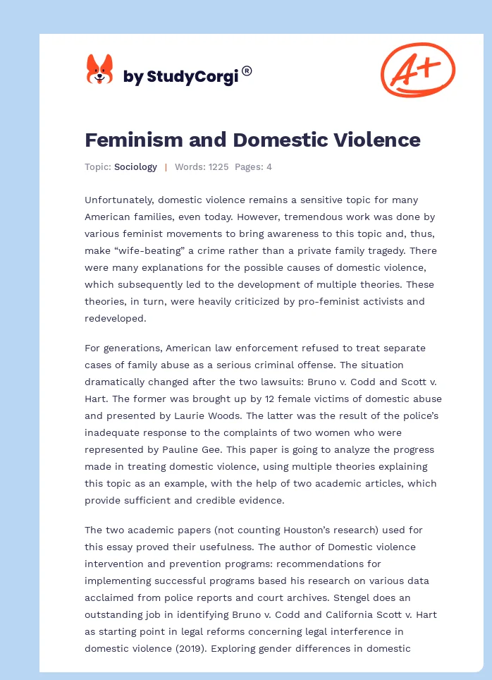 Feminism and Domestic Violence. Page 1