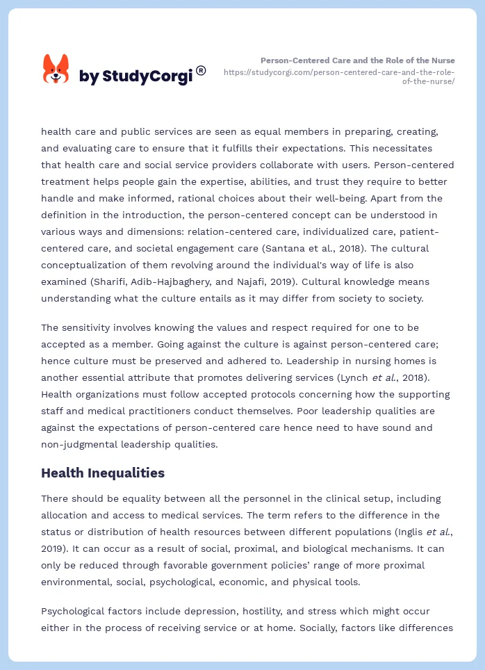 Person-Centered Care and the Role of the Nurse. Page 2