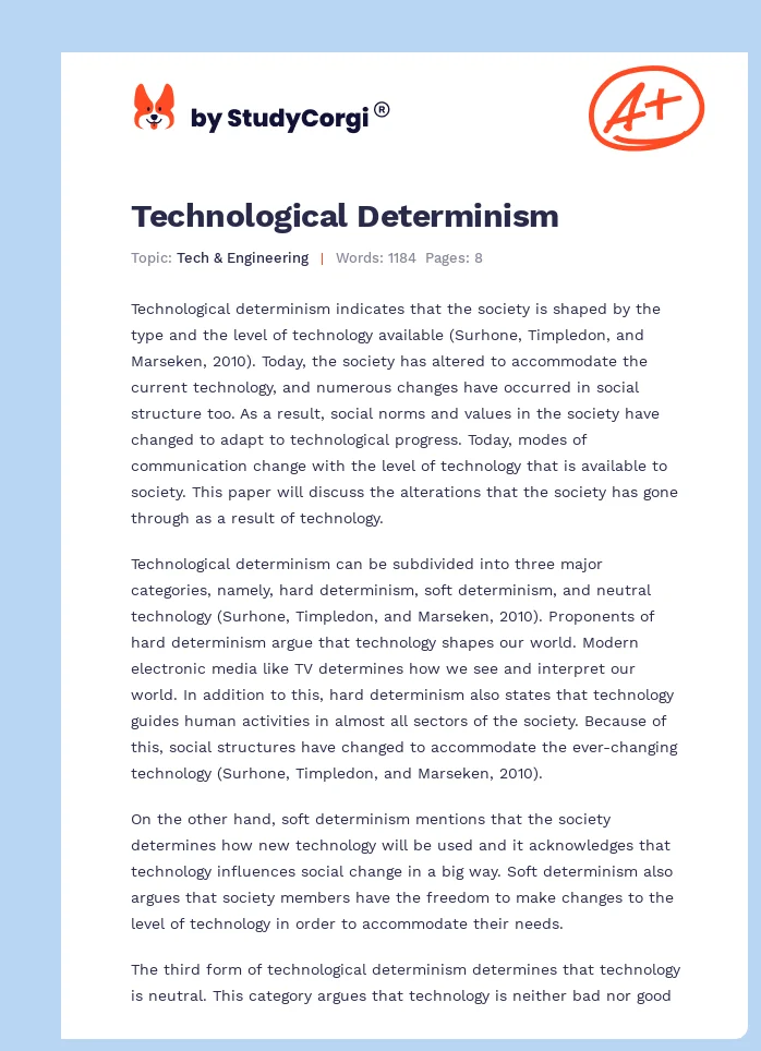 Technological Determinism. Page 1