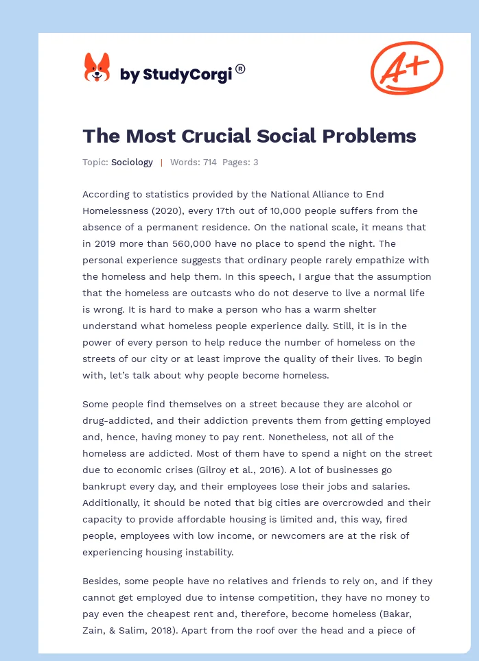 The Most Crucial Social Problems. Page 1