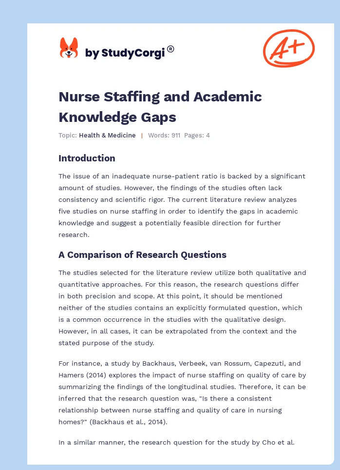 Nurse Staffing and Academic Knowledge Gaps. Page 1