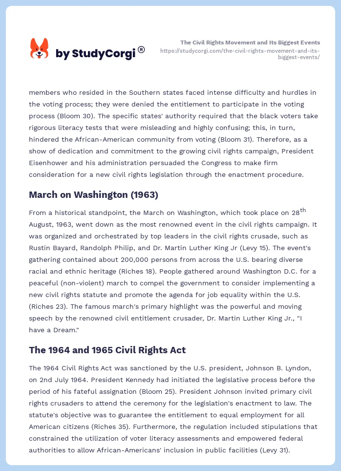The Civil Rights Movement and Its Biggest Events. Page 2