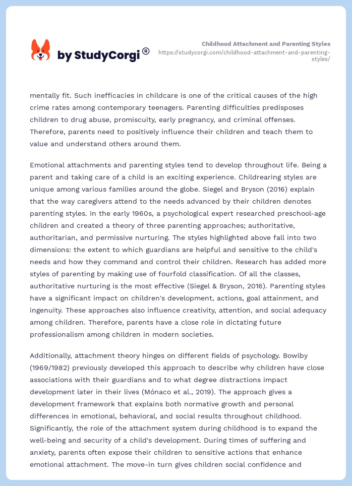 Childhood Attachment and Parenting Styles. Page 2