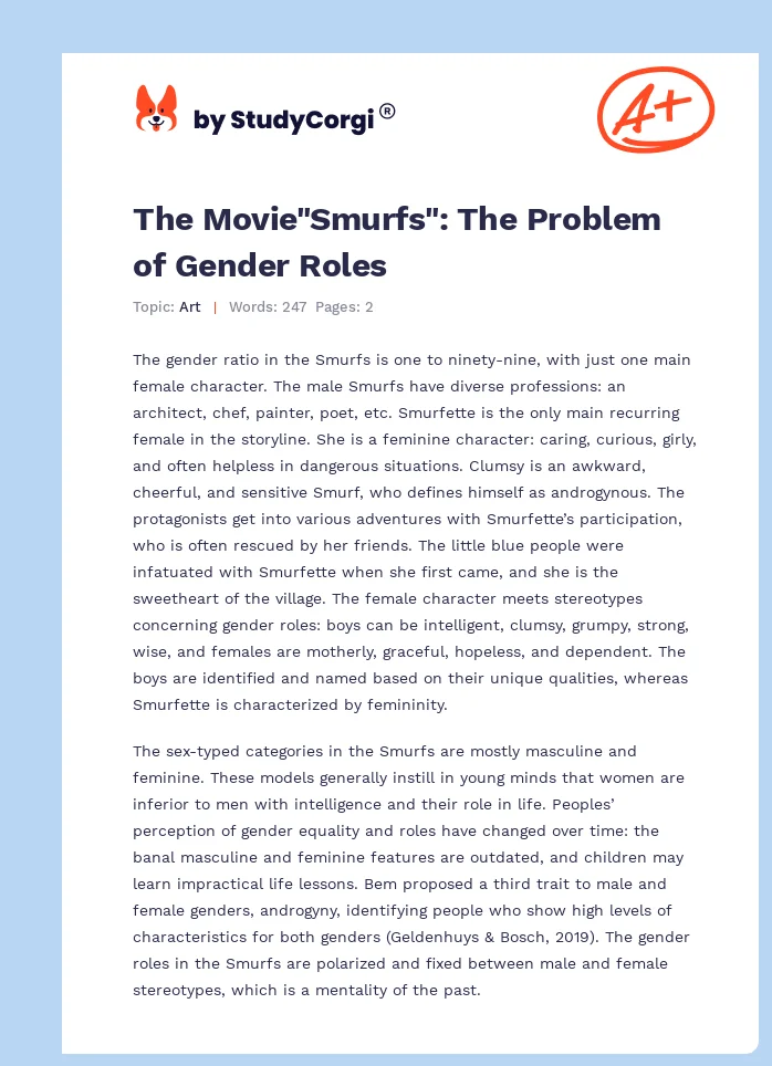 The Movie"Smurfs": The Problem of Gender Roles. Page 1