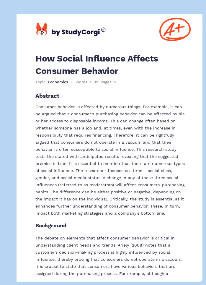 How Social Influence Affects Consumer Behavior. Page 1
