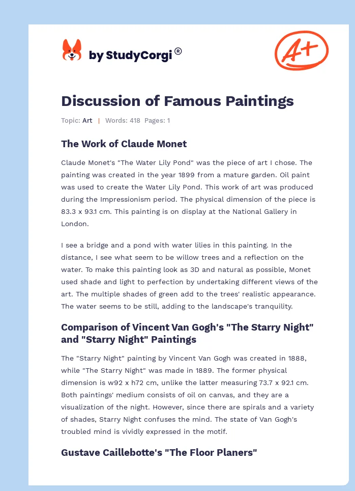 Discussion of Famous Paintings. Page 1
