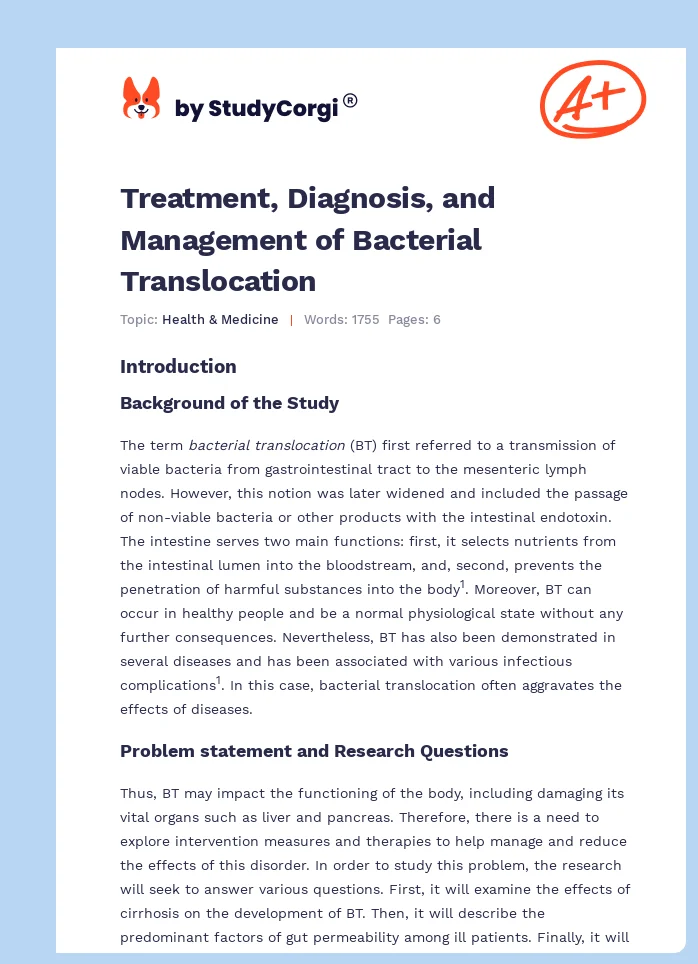 Treatment, Diagnosis, and Management of Bacterial Translocation. Page 1