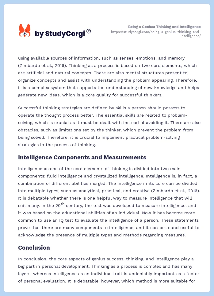 Being a Genius: Thinking and Intelligence. Page 2