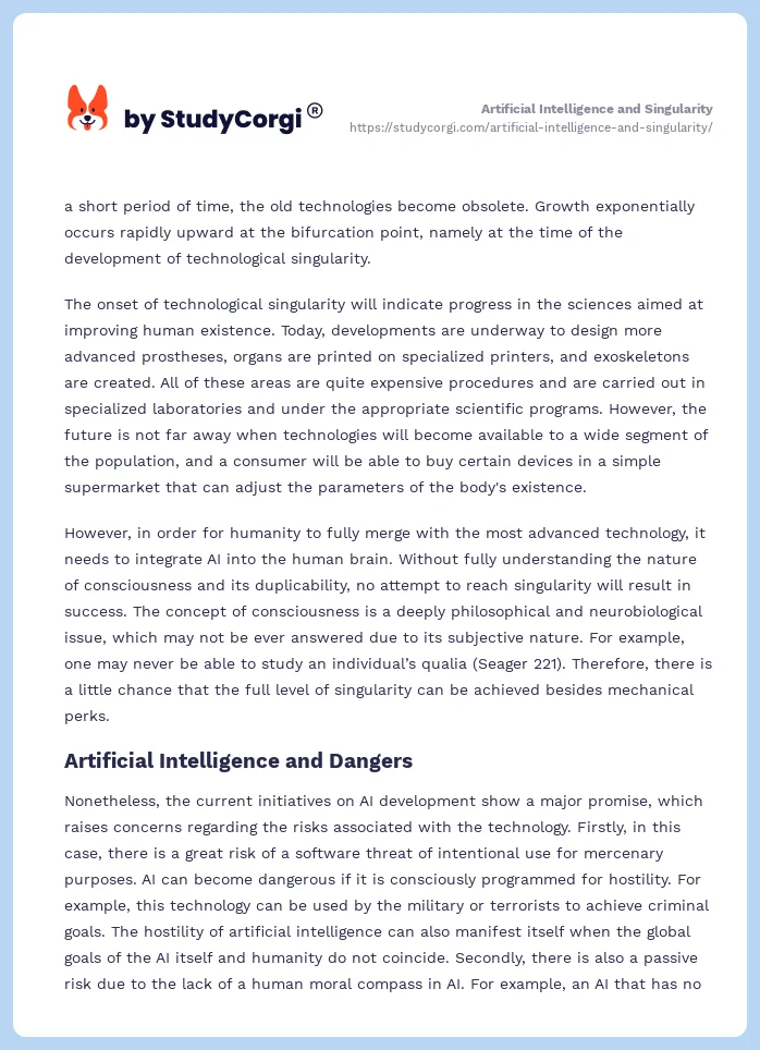 Artificial Intelligence and Singularity. Page 2