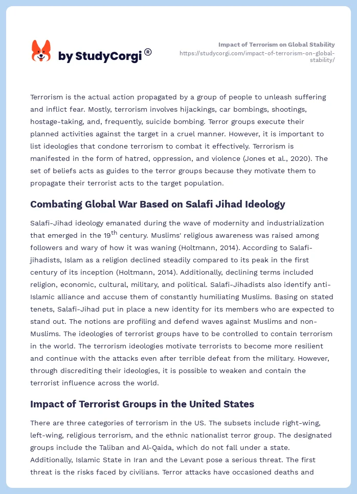 Impact of Terrorism on Global Stability. Page 2