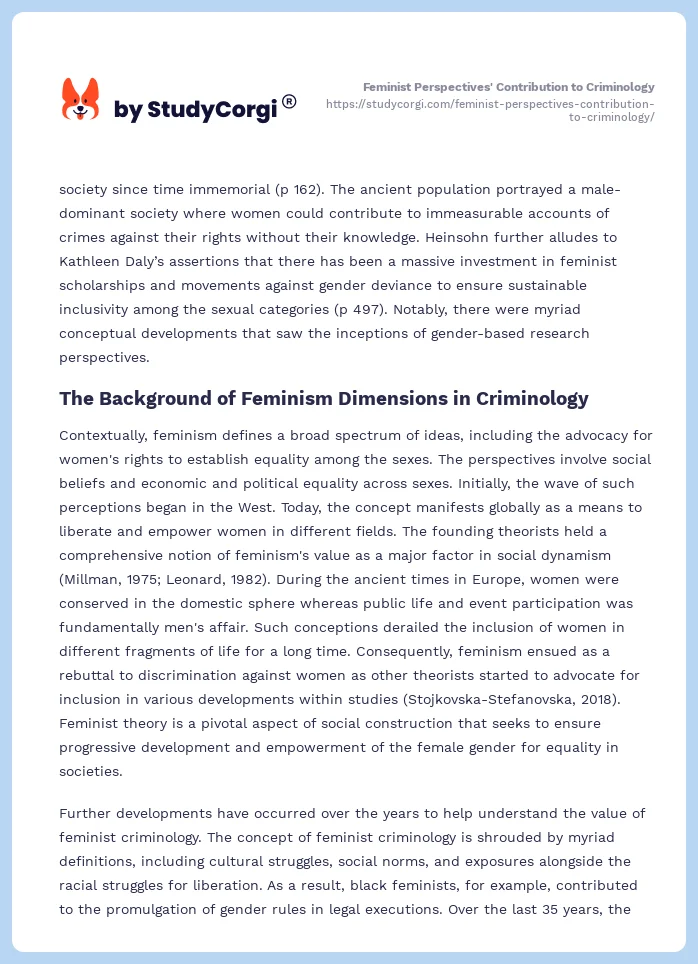 Feminist Perspectives' Contribution to Criminology. Page 2