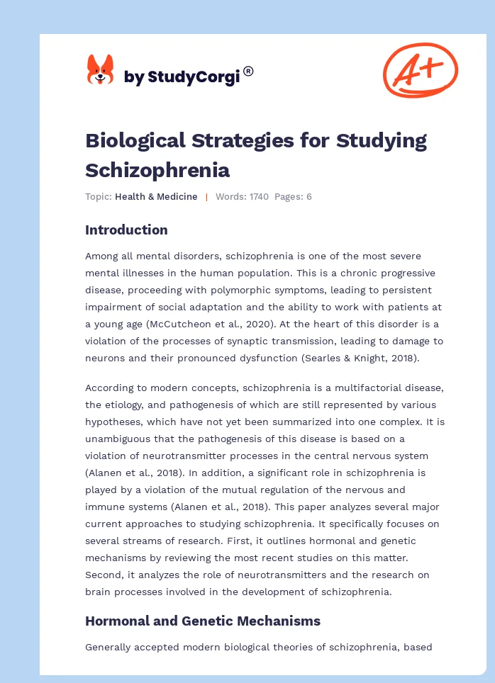 Biological Strategies for Studying Schizophrenia. Page 1