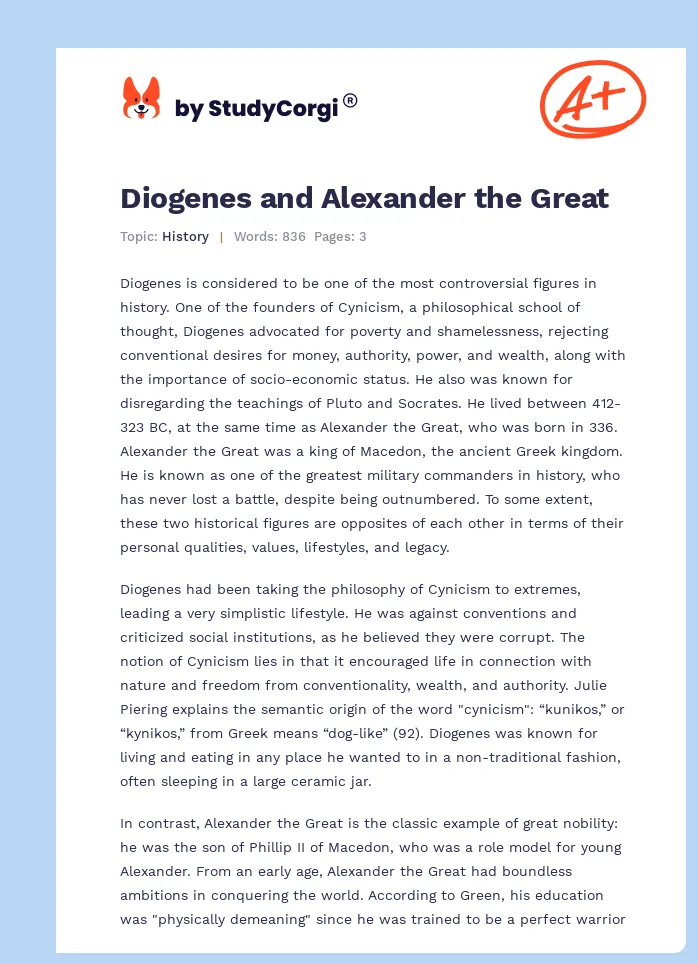 Diogenes and Alexander the Great. Page 1