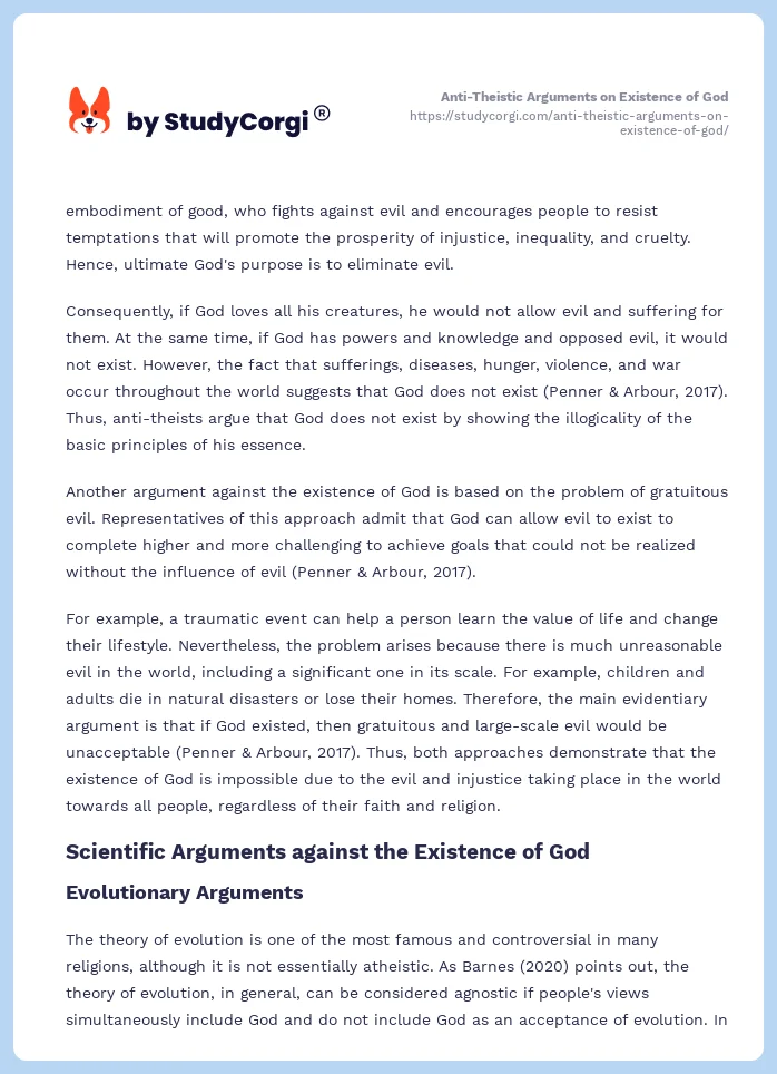 Anti-Theistic Arguments on Existence of God. Page 2