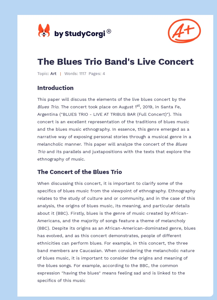 The Blues Trio Band's Live Concert. Page 1
