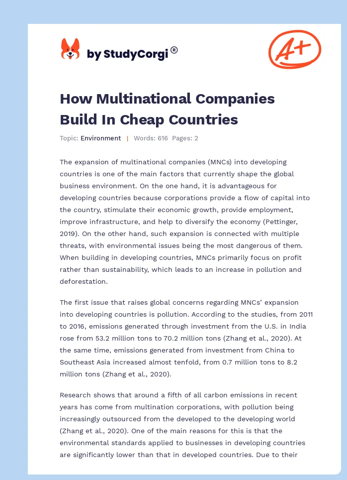 How Multinational Companies Build In Cheap Countries. Page 1