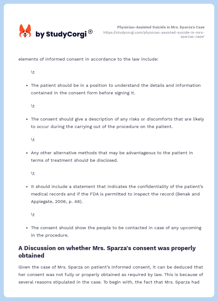 Physician-Assisted Suicide in Mrs. Sparza's Case. Page 2