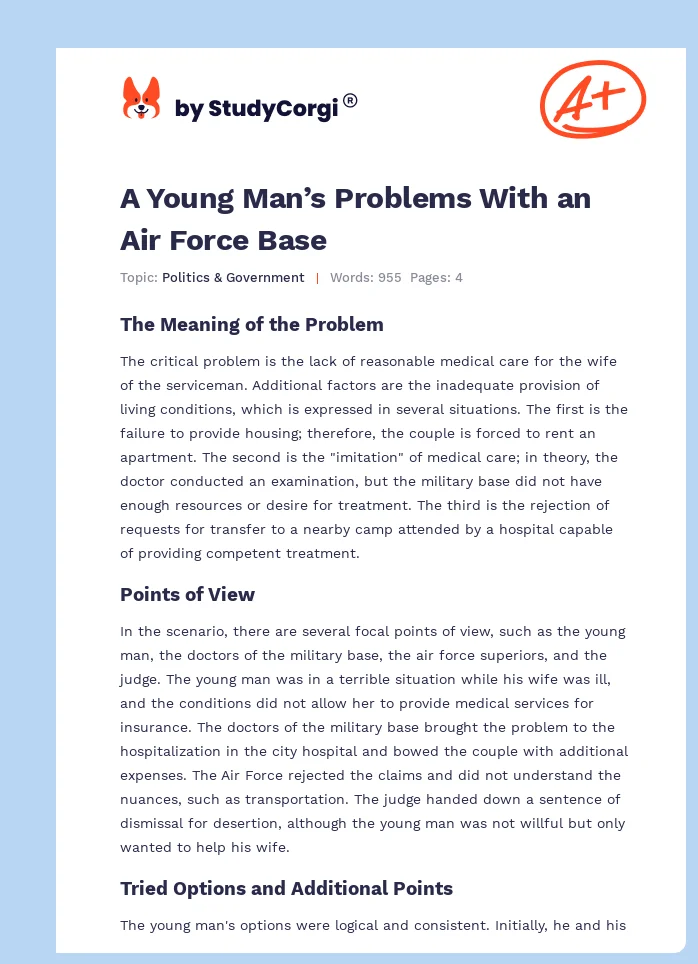 A Young Man’s Problems With an Air Force Base. Page 1