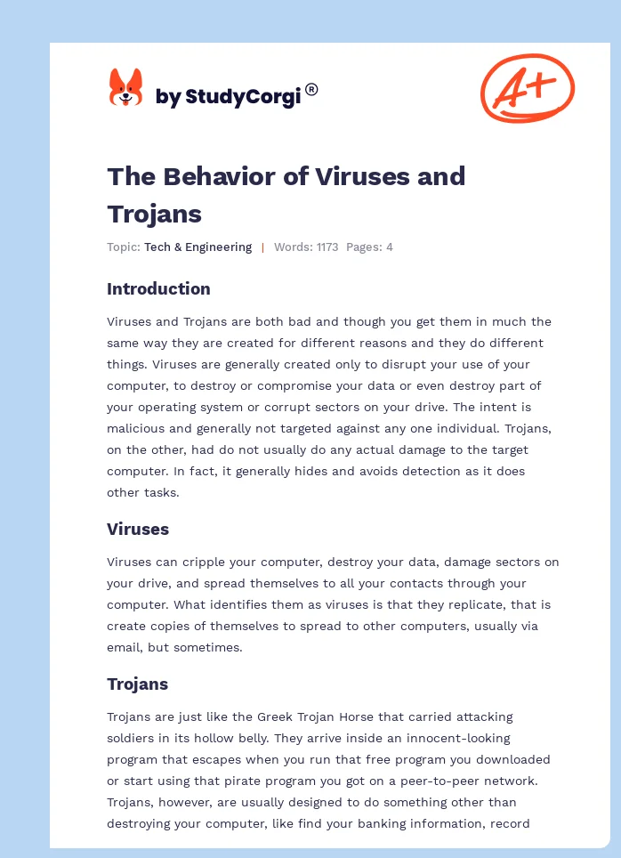 The Behavior of Viruses and Trojans. Page 1