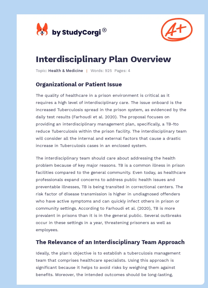 Interdisciplinary Plan Overview. Page 1