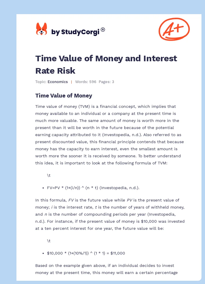 Time Value of Money and Interest Rate Risk. Page 1