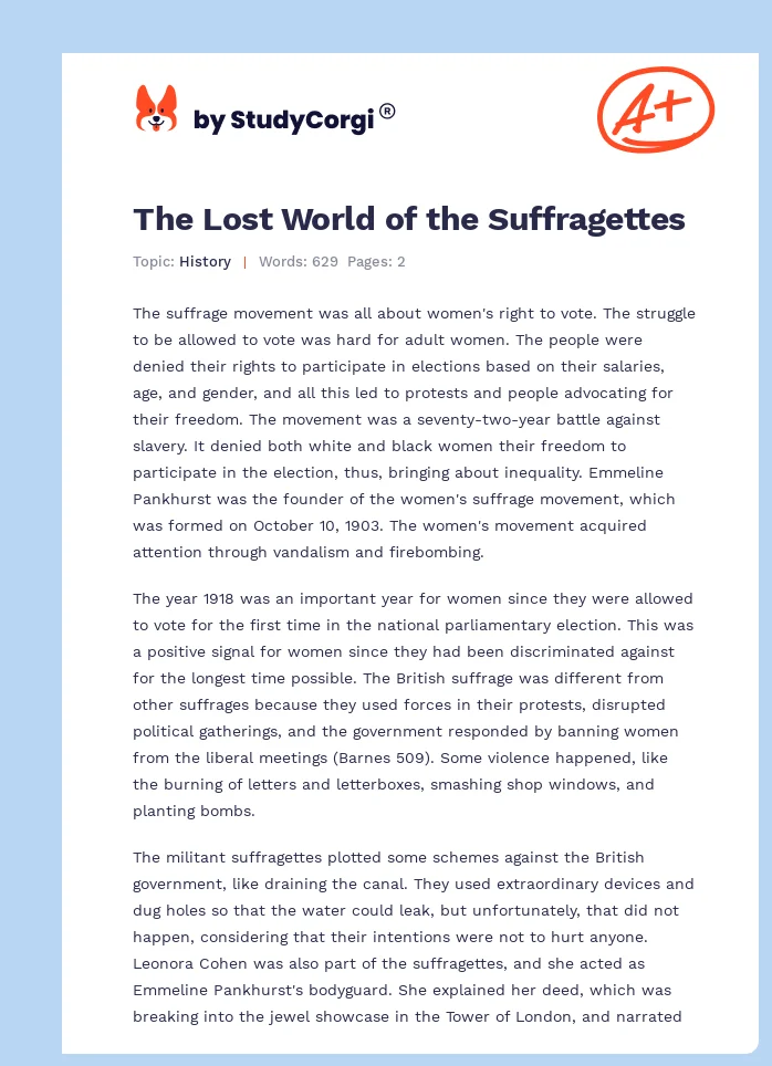 The Lost World of the Suffragettes. Page 1