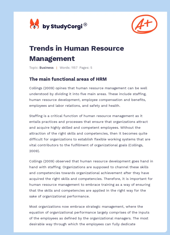 Trends in Human Resource Management. Page 1
