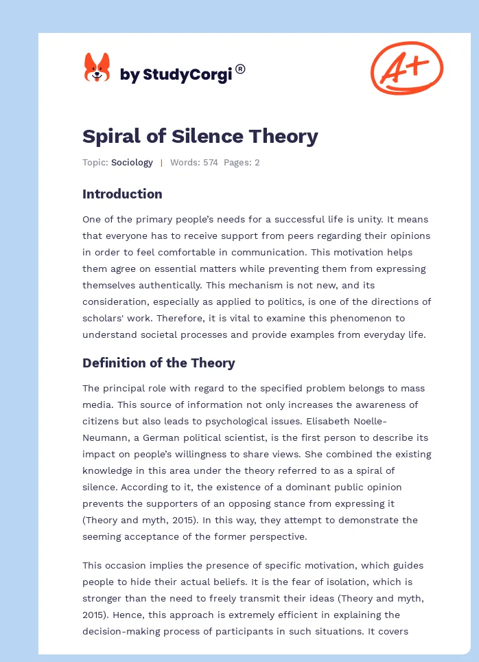 Spiral of Silence Theory. Page 1