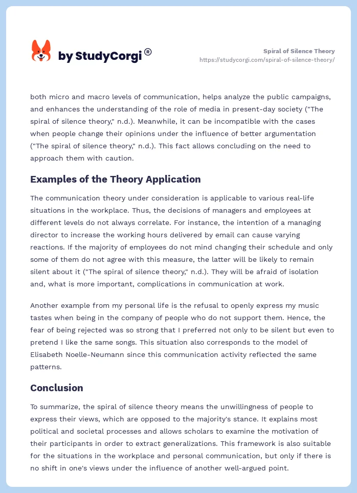 Spiral of Silence Theory. Page 2