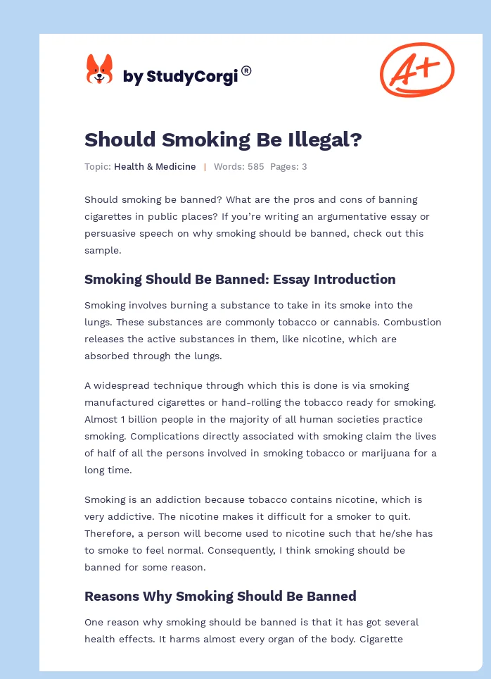 should smoking be illegal essay