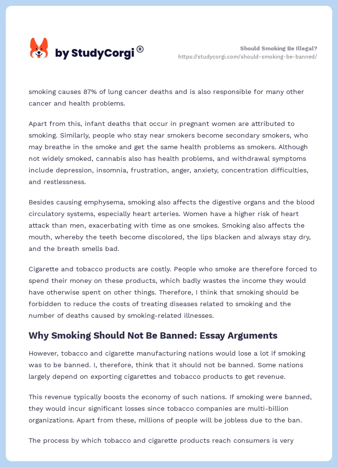 smoking should be banned for everyone persuasive essay