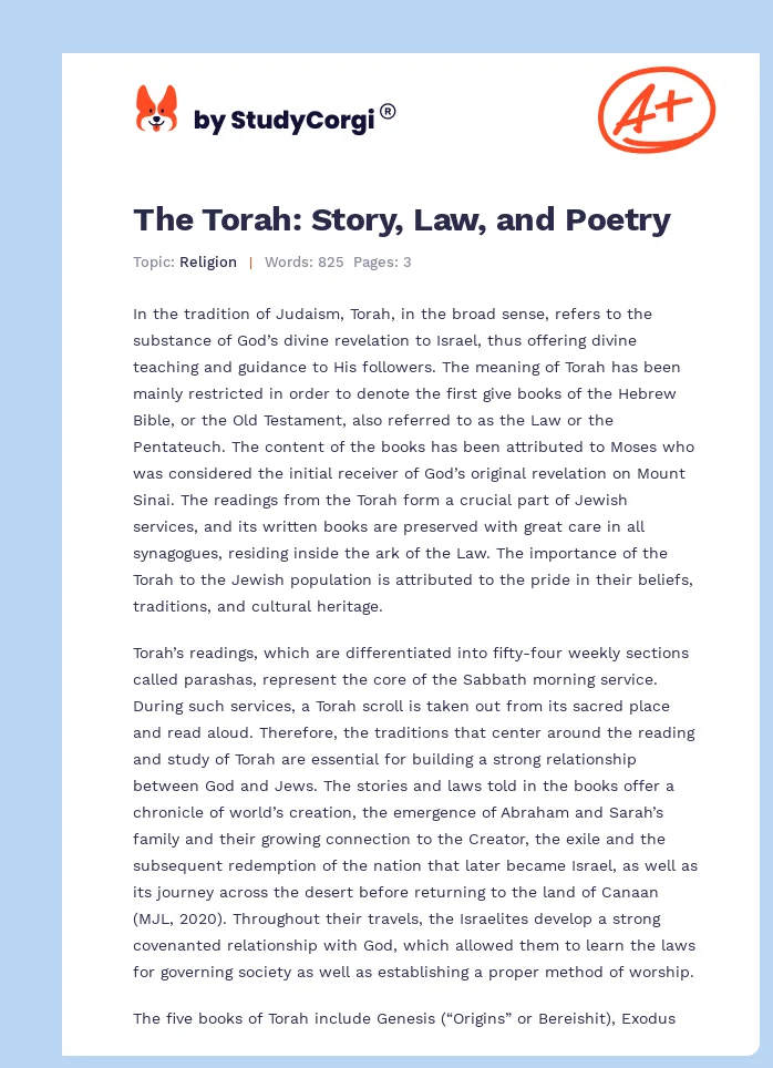 The Torah: Story, Law, and Poetry. Page 1
