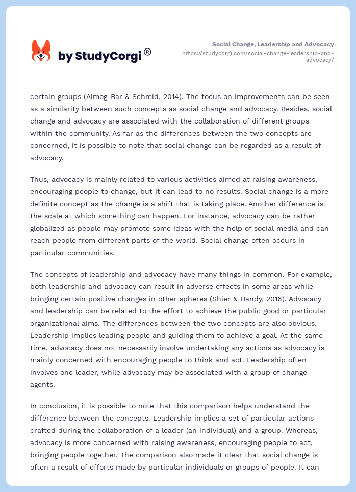 Social Change, Leadership and Advocacy. Page 2