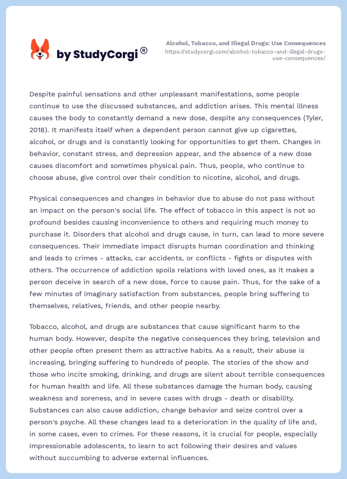 Alcohol, Tobacco, and Illegal Drugs: Use Consequences. Page 2