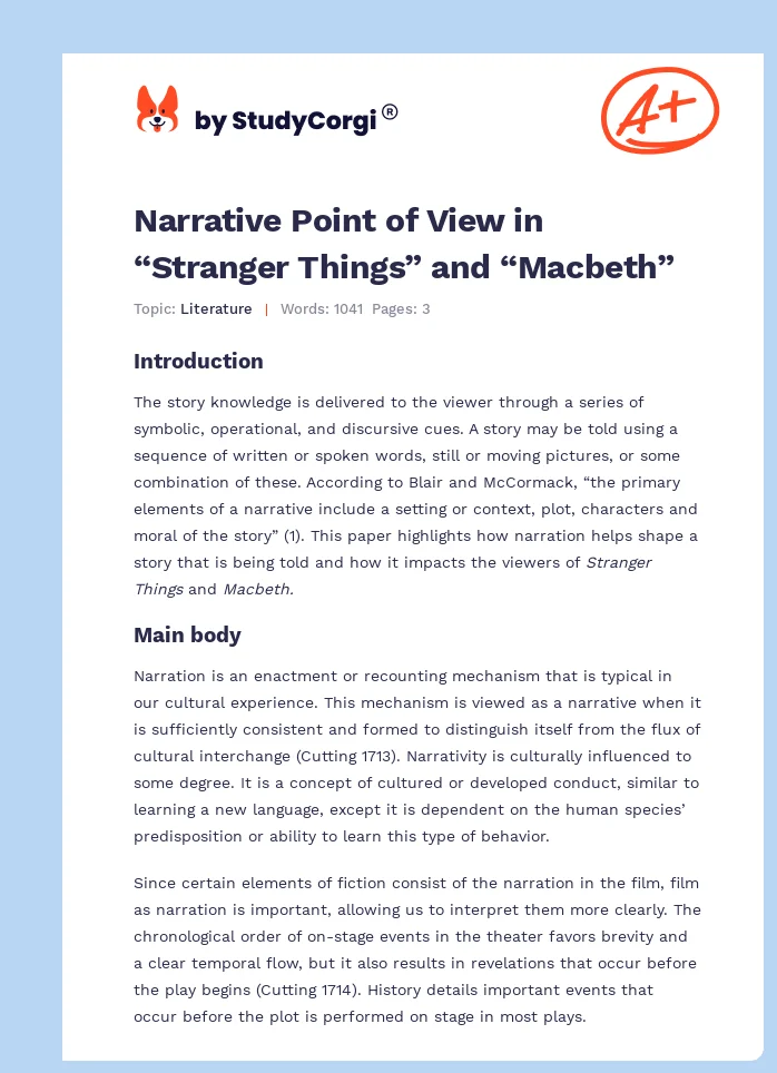 Narrative Point of View in “Stranger Things” and “Macbeth”. Page 1