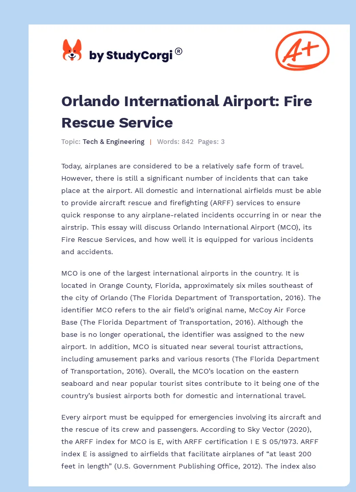 Orlando International Airport: Fire Rescue Service. Page 1