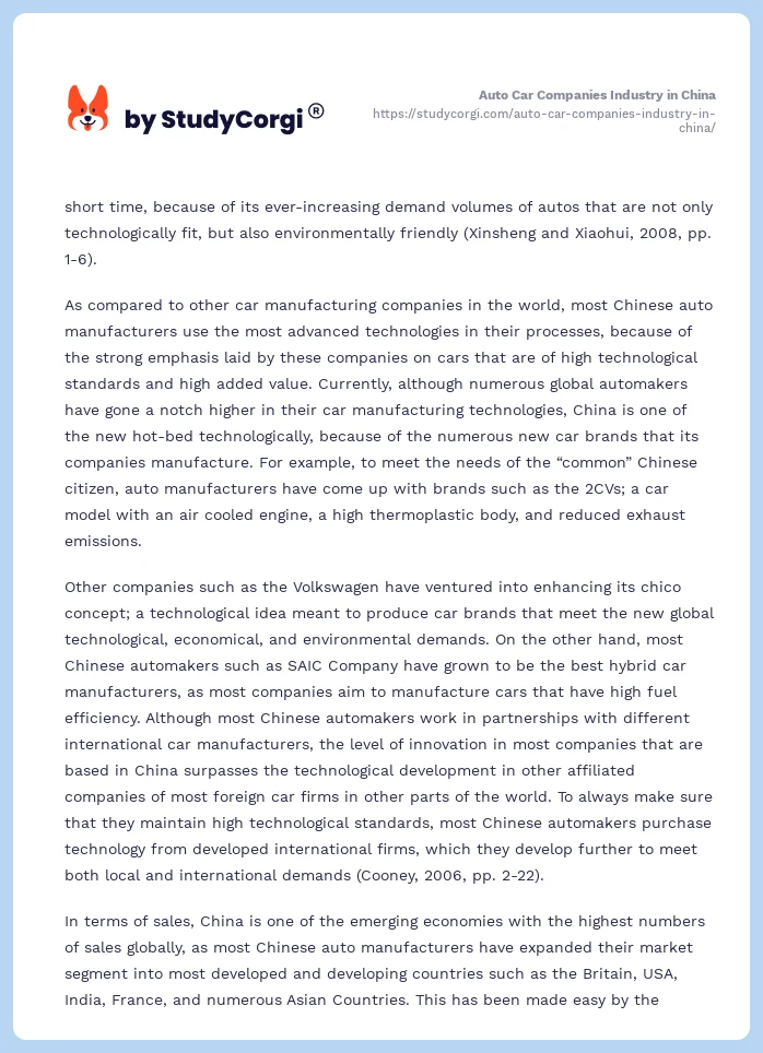 Auto Car Companies Industry in China. Page 2