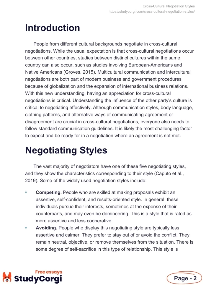 Cross-Cultural Negotiation Styles. Page 2