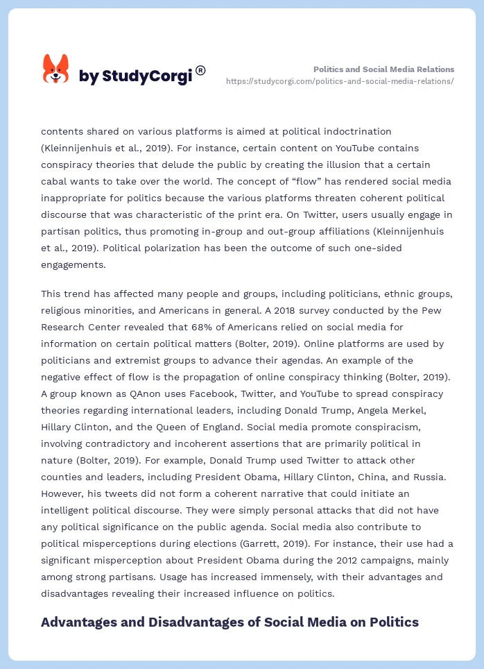 Politics and Social Media Relations. Page 2