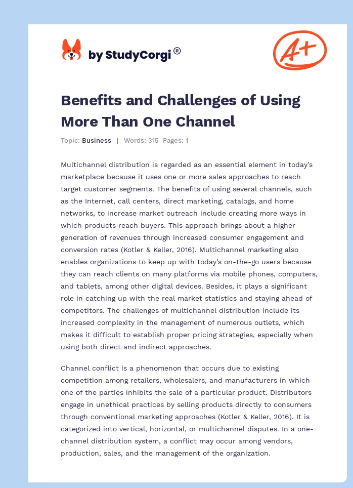 Benefits and Challenges of Using More Than One Channel. Page 1