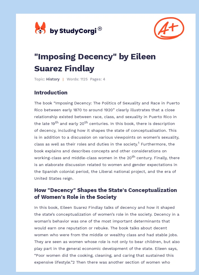 "Imposing Decency" by Eileen Suarez Findlay. Page 1