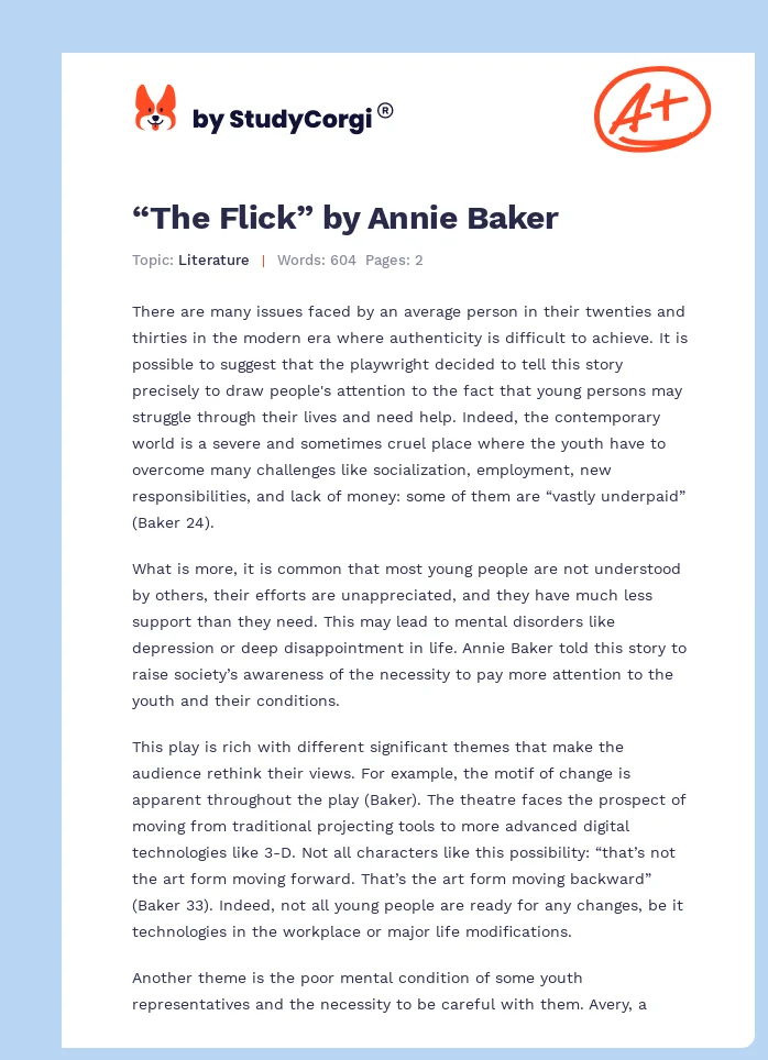 “The Flick” by Annie Baker. Page 1