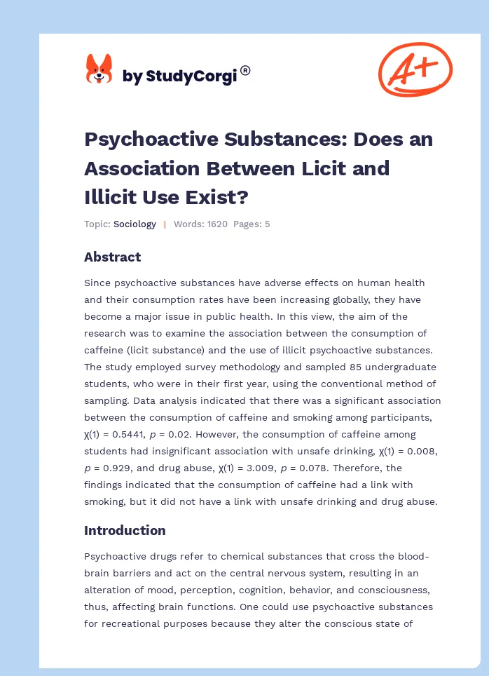 Psychoactive Substances: Does an Association Between Licit and Illicit Use Exist?. Page 1